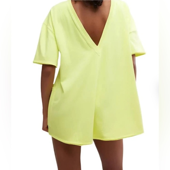 Free People Hot Shot Tee Romper In Sour Citrus Size Medium NWOT - Picture 4 of 10